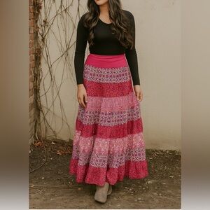 🌿 Indikka Boho Colorful Maxi Skirt